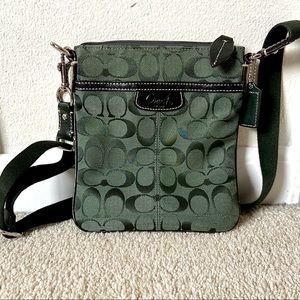 Coach Dark Green Crossbody Purse with Adjustable Strap. Lightweight, Small.